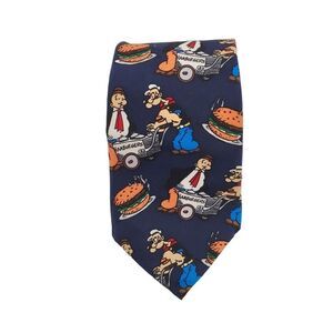 Vintage Popeye Mens Neck Tie 100% Silk Beans McGee Blue